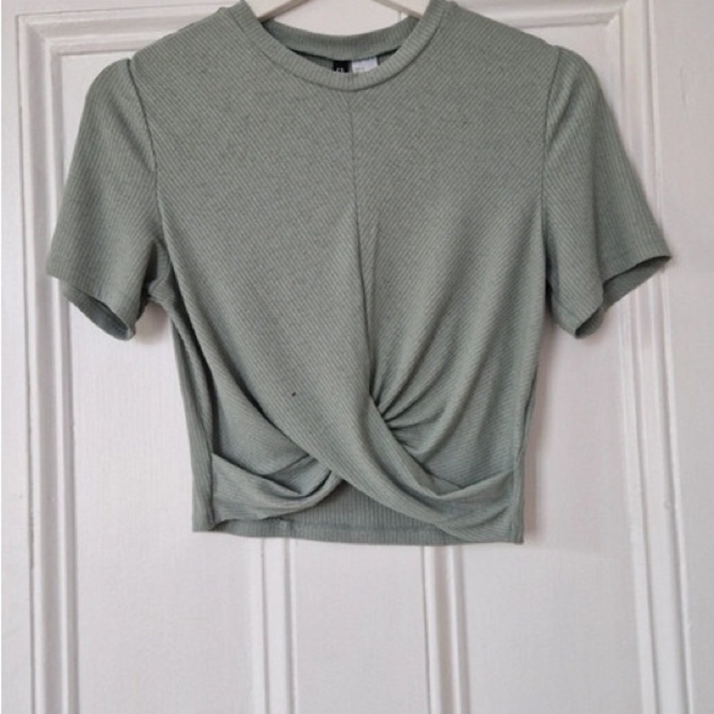 Elegant Sage Twist Front Tee